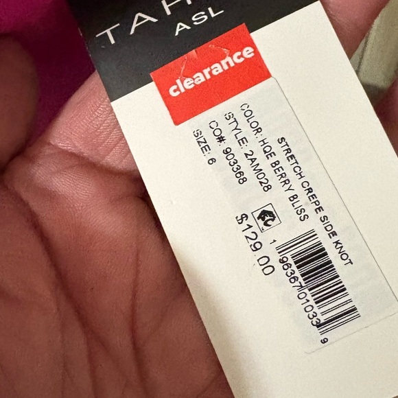 Tahari ASL Stretch Crepe Side Knot Dress in Currant Size 6 NWT - Picture 15 of 15